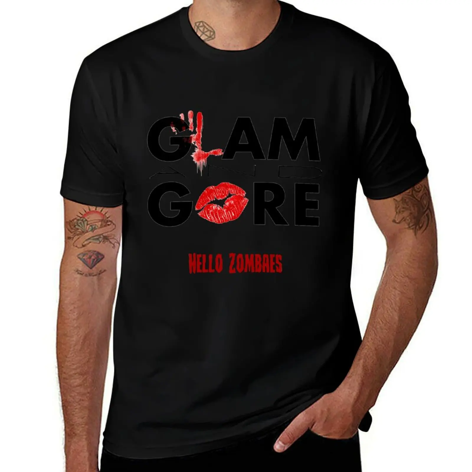 

Glam and Gore Merch Hello Zombaes T-Shirt Holiday All Match T-Shirt