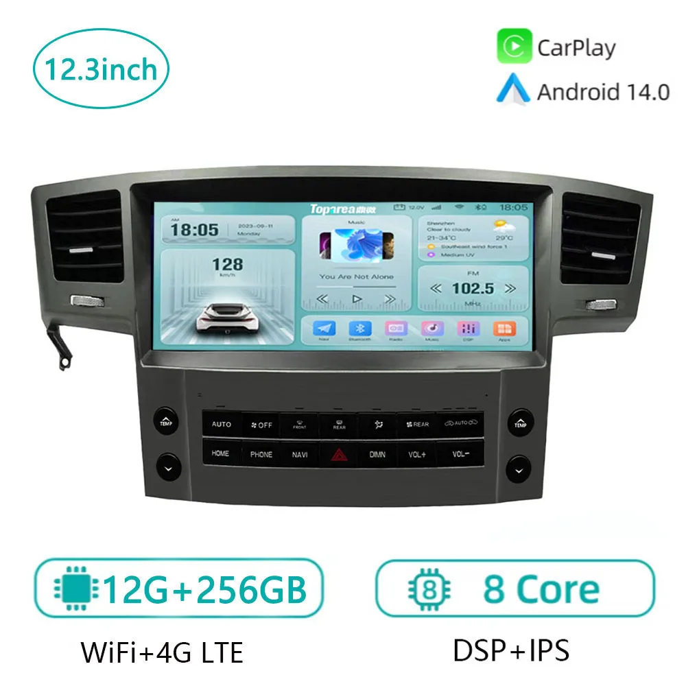 Android Auto Multimedia Car Radio For Lexus LX570 2008~2015 GPS 12.3inch Navigation Stereo Receiver Head Unit Carplay Offline