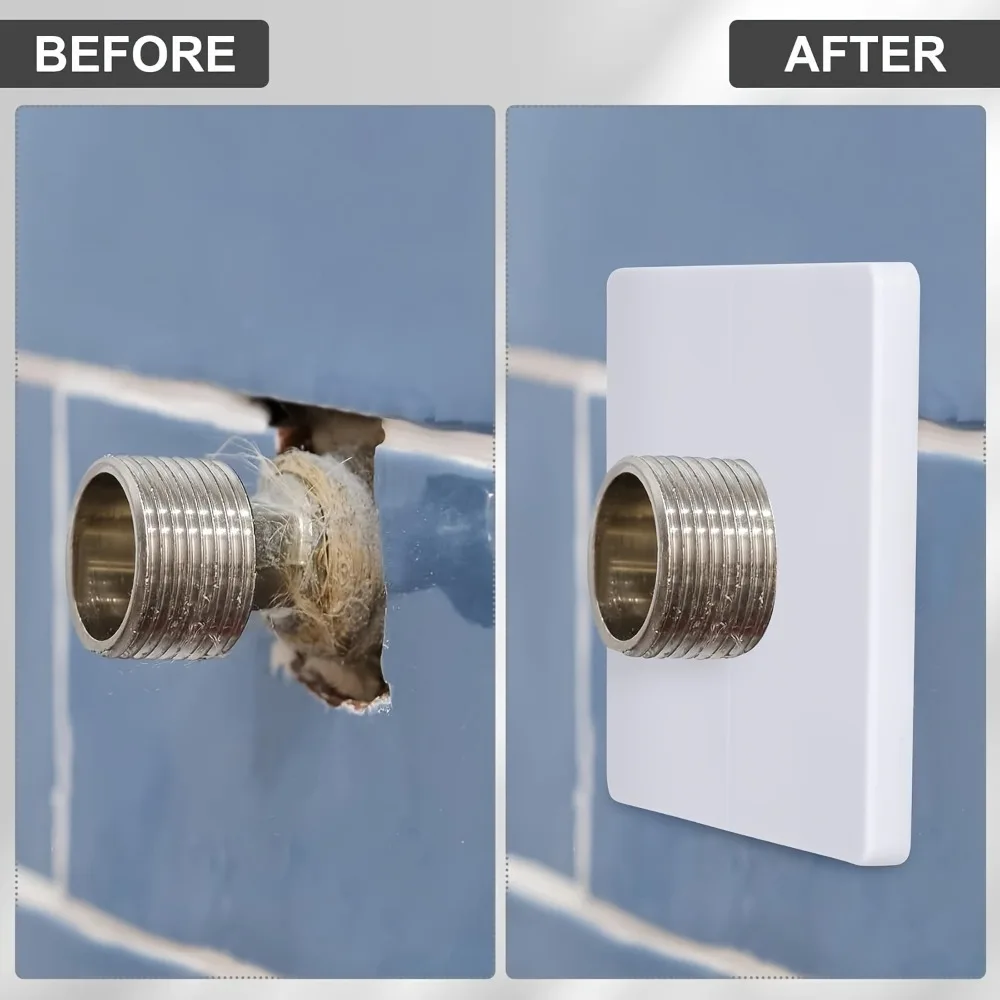 1 pcs ABS Plastic Pipe Cover, white/gray/golden. self-adhesive square split flap, decorative shielding for pipe installation.
