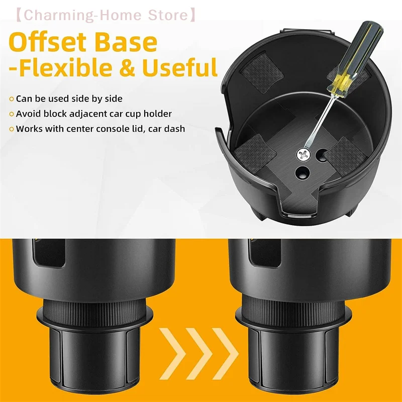 حامل أكواب السيارة المتوسع محول حامل الكأس متعدد الأغراض ملحقات تخزين منظم داخلي قابل للتوسيع مع حامل هاتف #5