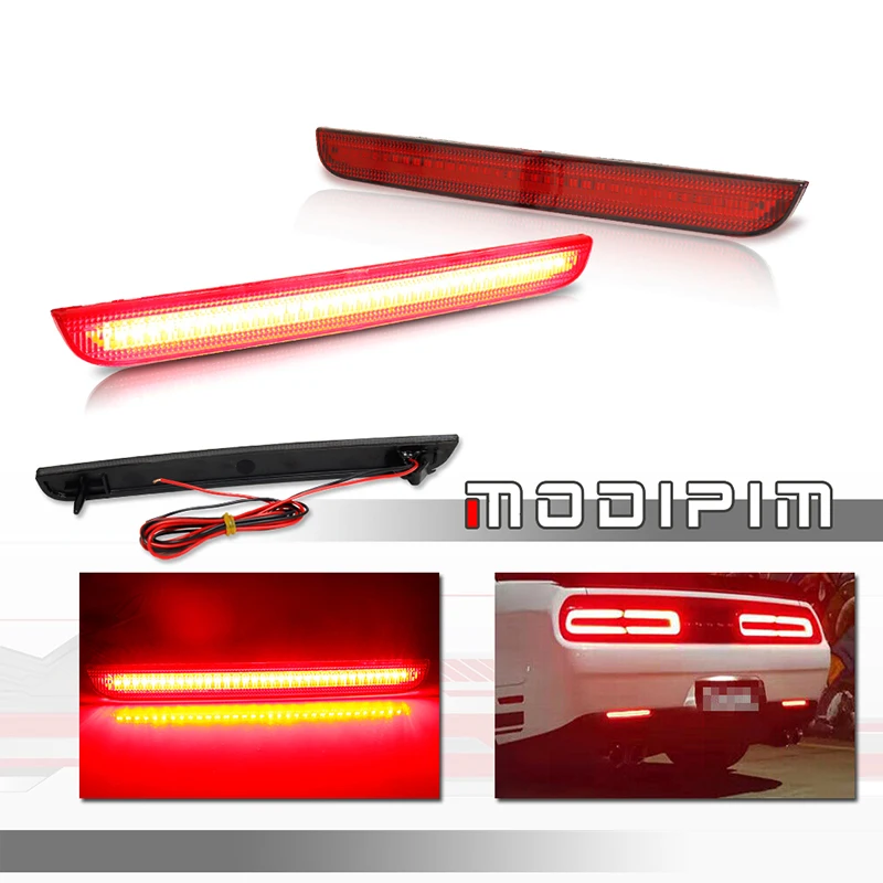 

Red LED Car Rear Bumper Reflector Tail/Brake Lights Rear Fog Lights For Dodge Challenger 2015 2016 2017 2018 2019 2020 2021 2022