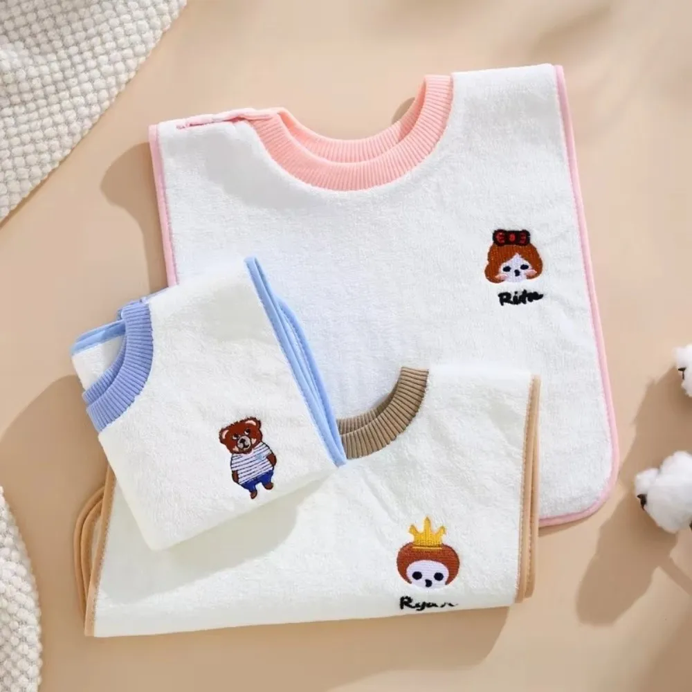 New Coral Velvet Towel Bib Cartoon Pattern Protective Barrier Infant Washcloth Soft Touch Face Bib Face Washing