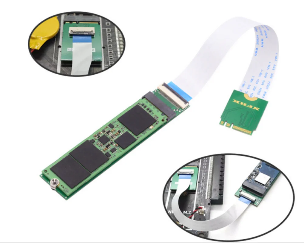 1pcs Key A+E interface WIFI to M.2 Key M interface FPC soft bank SSD connection cable NVME adapter card NGFF