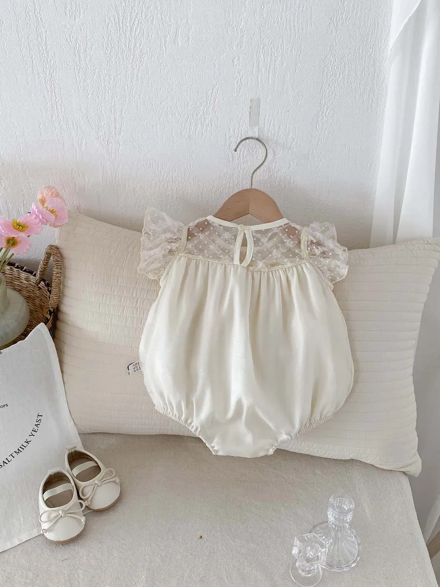 Summer Newborn Clothes Baby Bodysuit Bow Fashion Baby Girls Lace Princess Romper 0-24 Months