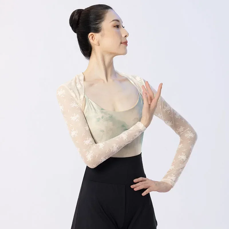 Elegant Lace Ballet Tops Long Sleeve Shawl Dance Practise Training Wrap Coat Woman Shirt Adults Classic Dance Costumes