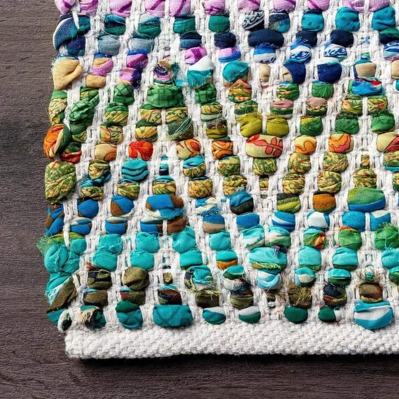 Indian Rug 100%Cotton Natural Hand Braided Style Bohemian Carpet Modern Area Rug