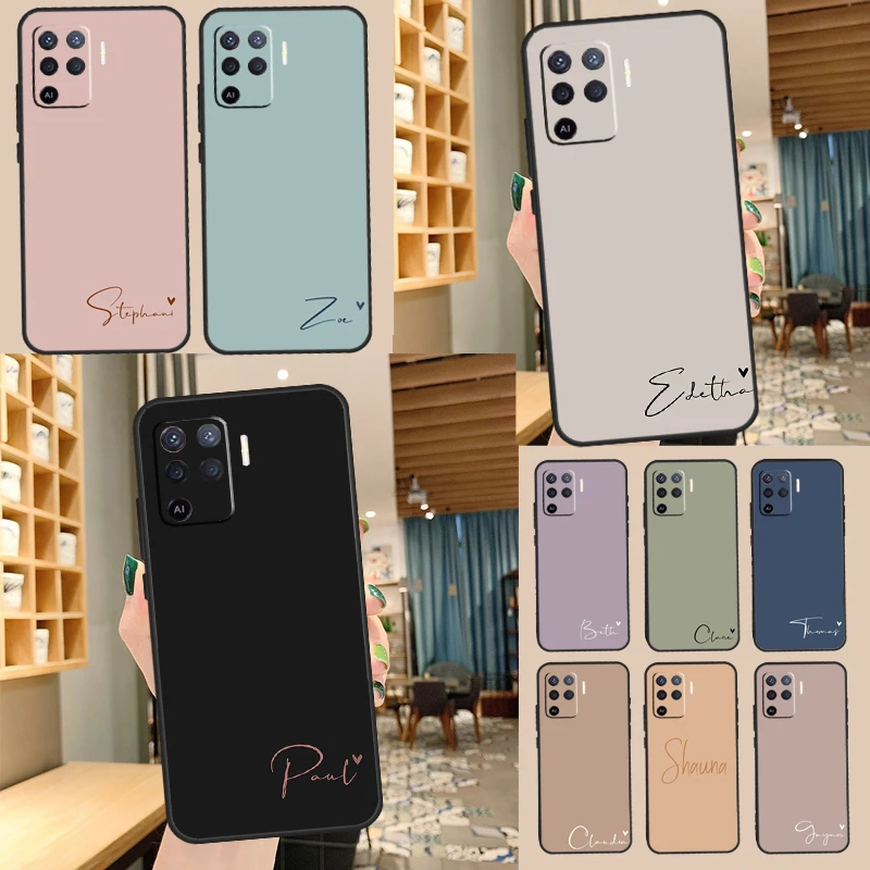 Funda con iniciales personalizadas para OPPO Find X5 X3 Pro A15 A52 A72 A83 A91 A93 A54 A74 A94 A31 A53 A9 A5 2020