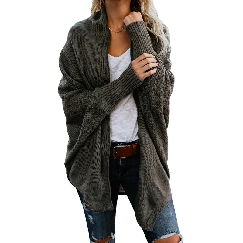 Autumn Winter Cardigans for Women Batwing Sleeve Sweaters Long Female Coat Casual Knitted Sweaters Gilet Femme Manche Longue