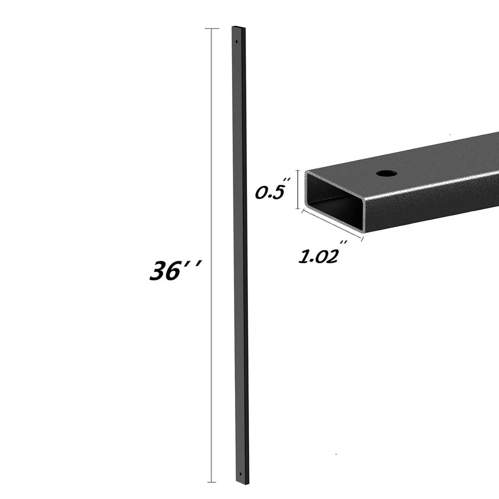 25 Pack Metal Deck Balusters 36 Inch Rectangle Black Stair Railing Spindles Waterproof Corrosion Resistant Easy Install