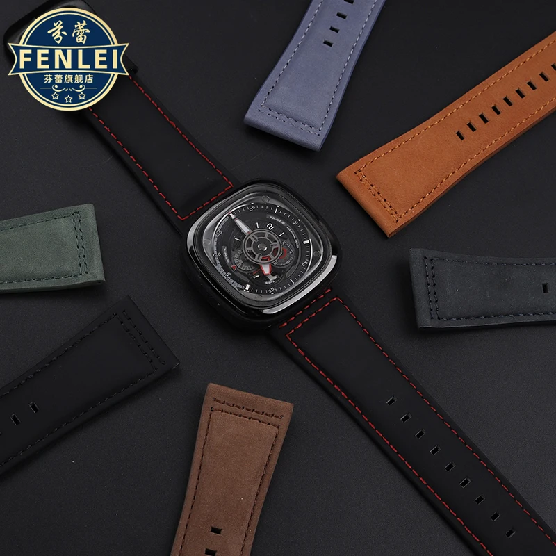 For Seven Fridays Watch Strap 203 M203 P1 P2 S2 M2 Q2 03 Genuine Leather Men's Accessories Retro Cowhide Watchband 28mm Bracelet