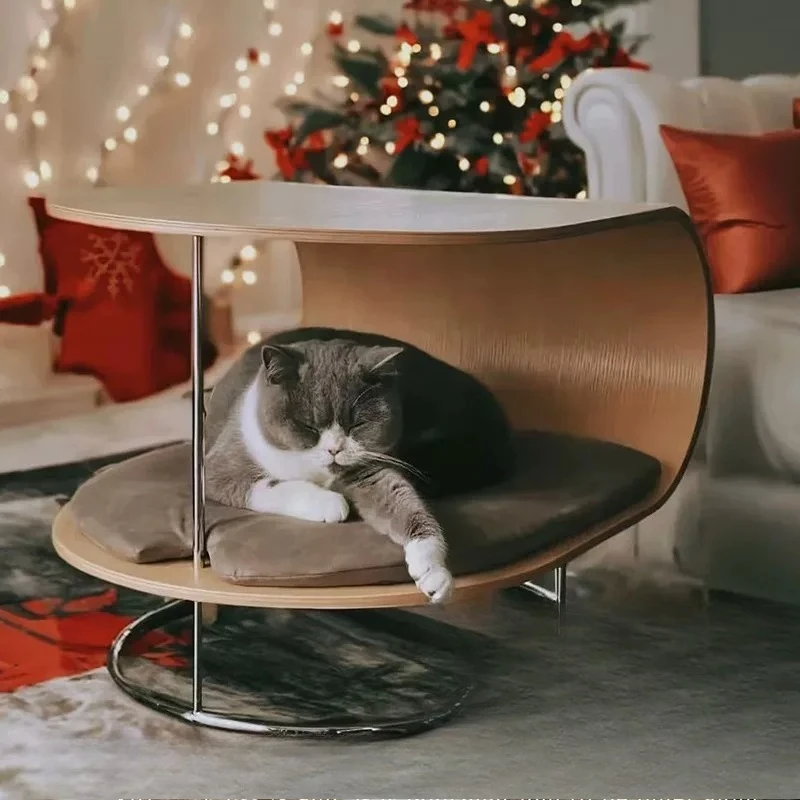Multifunctional cat nest creative human pet sharing mobile edge few anti-cat scratch removable pet nest coffee table