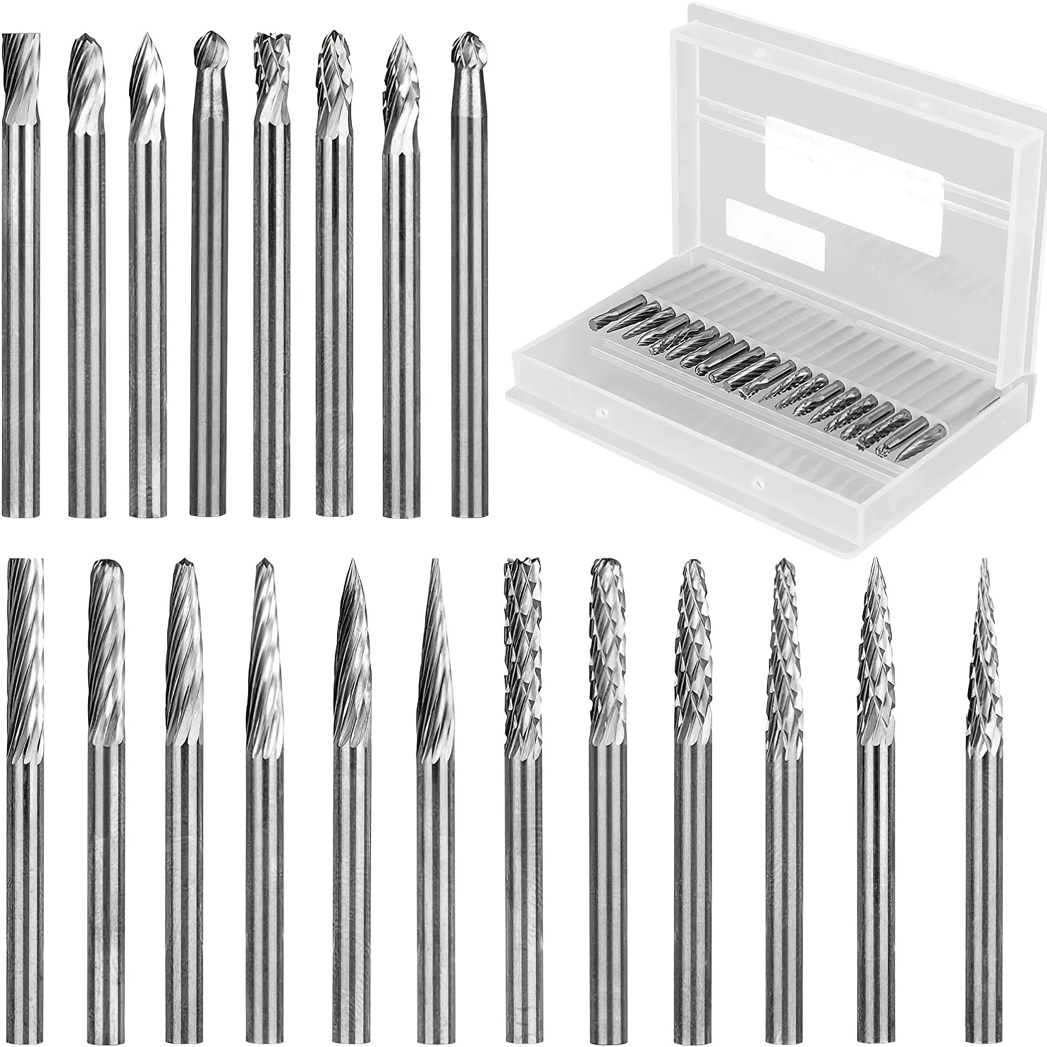 20 шт., набор фрез из вольфрамовой стали с хвостовиком 1/8 дюйма