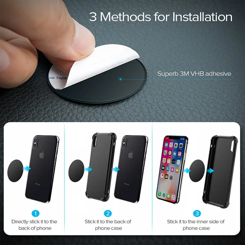 10PCS Magnetic Metal Plate for Car Phone Holder Universal Iron Sheet Disk Sticker Mount Mobile Phone Magnet Stand for iPhone - náhled 6