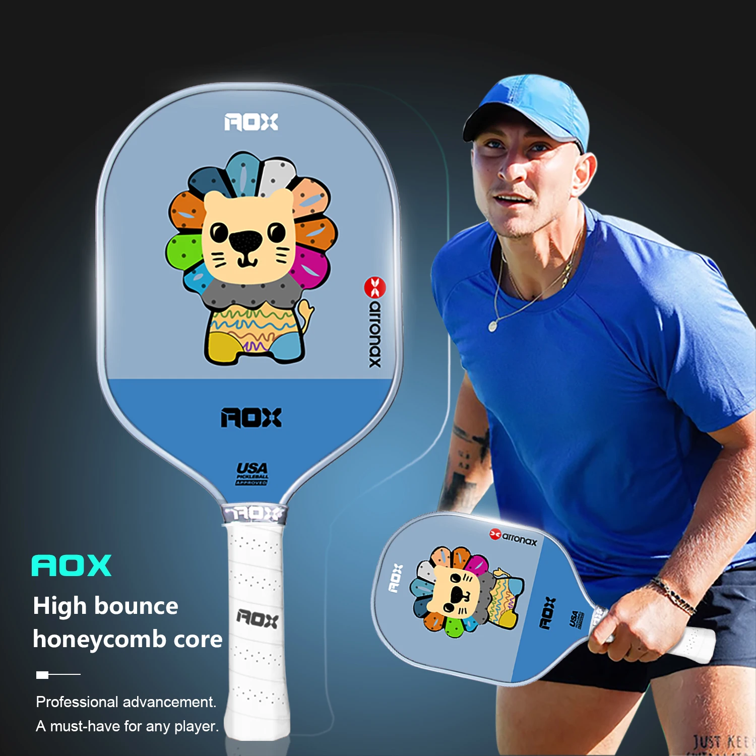 Arronax Kid Pickleball Paddle Lion Pattern 13mm Pickleball Rackets Lightweight Honeycomb Core Pickleball Gifts for Children