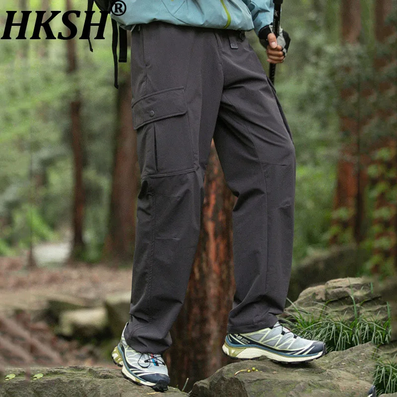 

HKSH Spring Autumn New Men Trendy Loose Casual Waterproof Cargo Pants Outdoor Sports Straight Quick-Dry Stretchy Bottoms HK11765