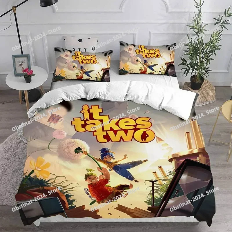 

Game Takes Two Cartoon Printed Bedding Sets Comforter Quilt Bed Cover Duvet Cover Pillow Case 3 Pieces Sets Kids Adult Size