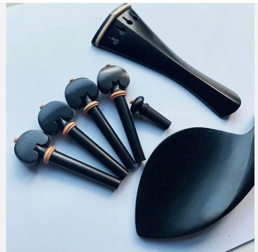 

1 set Violin Accessories Parts for 4/4 Ebony wood Pegs Chinrest Tailpiece Endpin