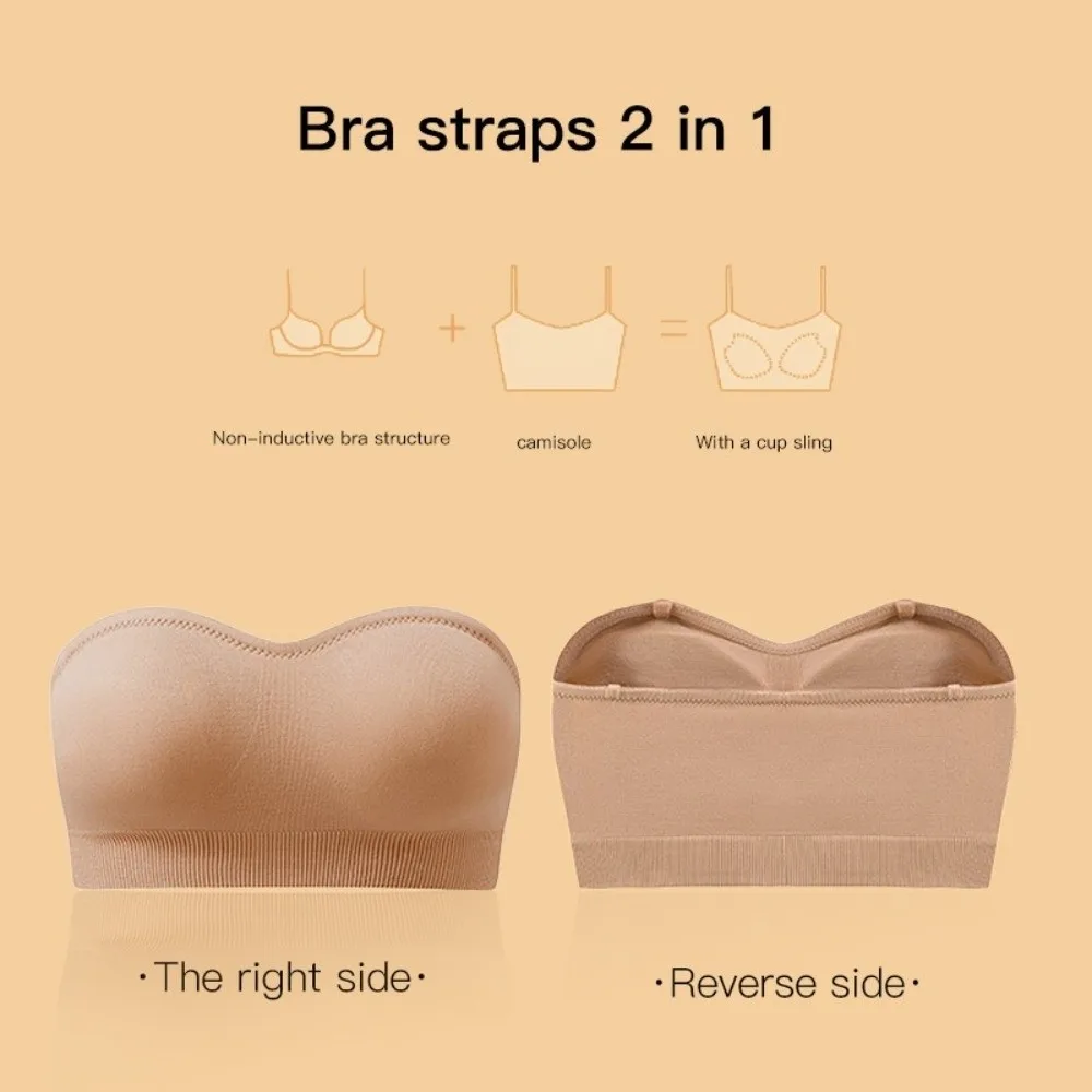 Soft with Padding Strapless Bandeau Bra Non Slip Silicone Push Up Tube Top Bra Underwear Bras Women