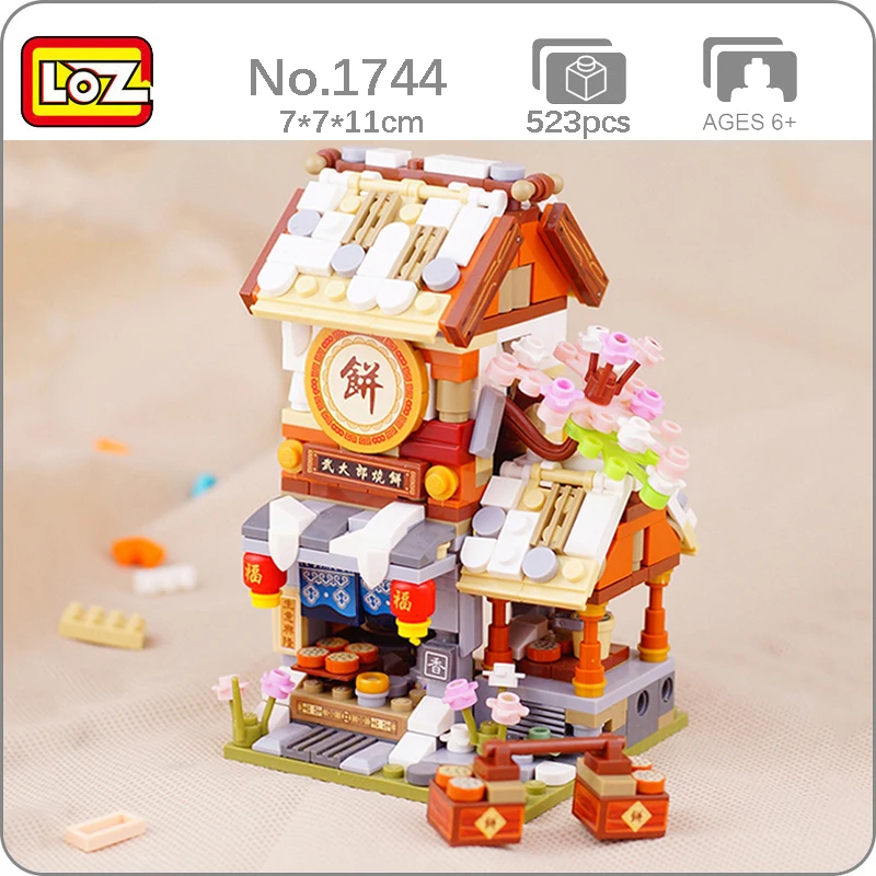 

LOZ 1744 Sesame Seed Cake Store Shop Architecture Model DIY Mini Diamond Blocks Bricks Modular Buildings Toy For Children No Box