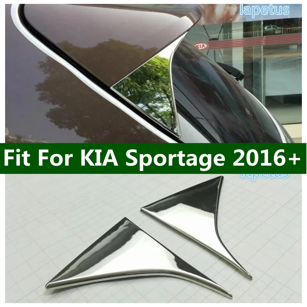 

ABS Chrome Accessories Window Spoiler Side Rear Glass Spoiler Triangle Cover Decor Panel Trim For KIA Sportage 2016 2017 2018