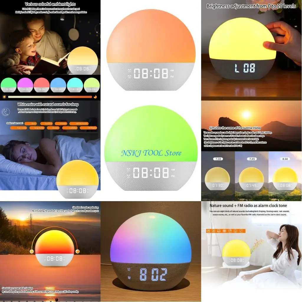 

L8RC Digital Twin Alarm Clock With Morning Simulation 7 Color LED Bedlight And RADIO Radio Functionality