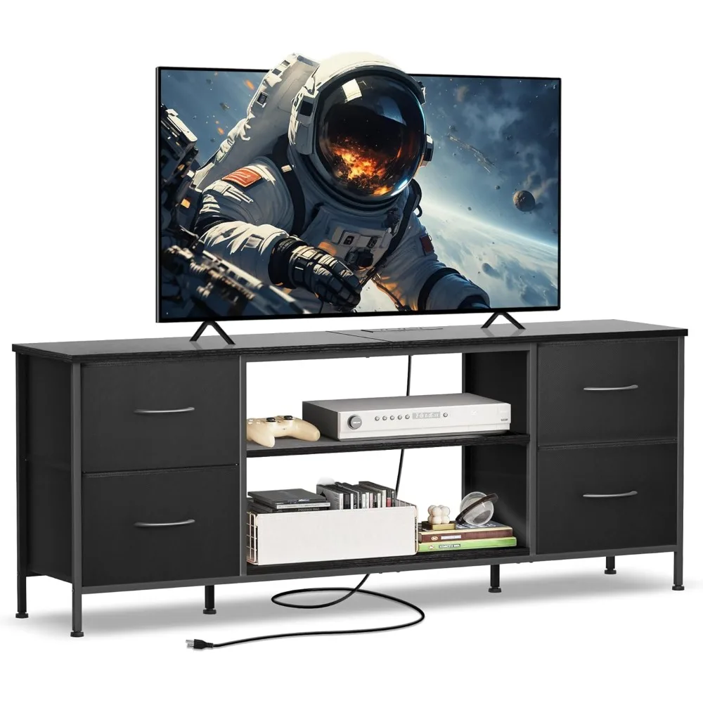 

TV Stand for Bedroom, Television Stand for TV up to 55 Inch Entertainment Center Dresser with 4 Drawers