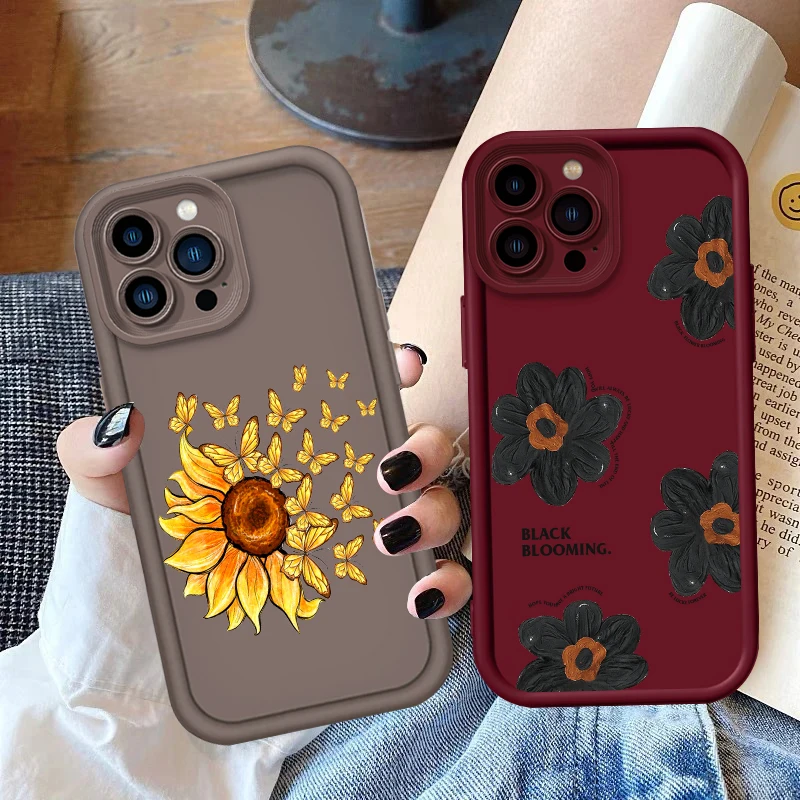 Bright Multi-Color Flowers Eye Ladder For Apple iPhone 15 14 13 12 11 XS XR X Pro Max Plus Soft Phone Case