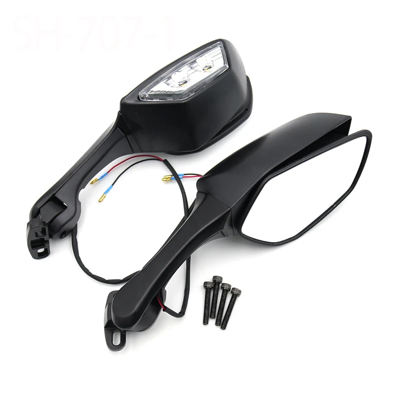 Motorcycle Rearview Mirrors with LED Turn Signal Light Side Mirror for Yamaha YZF R1 R3 R6 R25 Honda CBR 250R 300R 500R 600RR