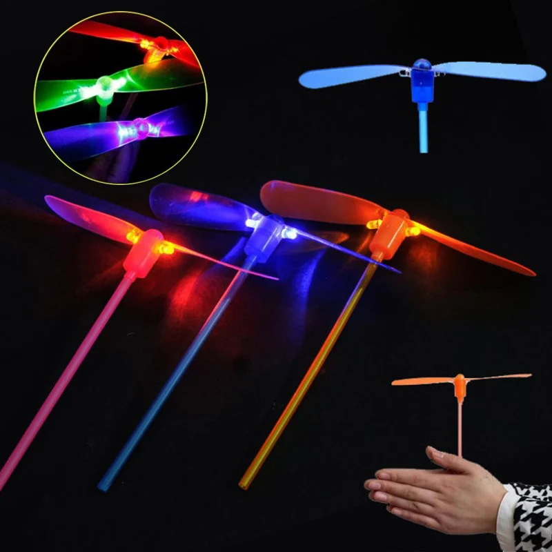 Libélula de bambú luminosa colorida para niños, juguetes LED de hadas voladoras Flash