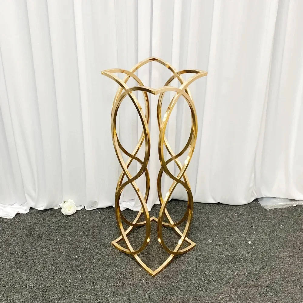 Hohler Goldener Metall-Blumenständer Spezialgeformte Vase für Hochzeit Party Bühne Gang Bankett Einweihungstisch Tischdekoration – Detail 5