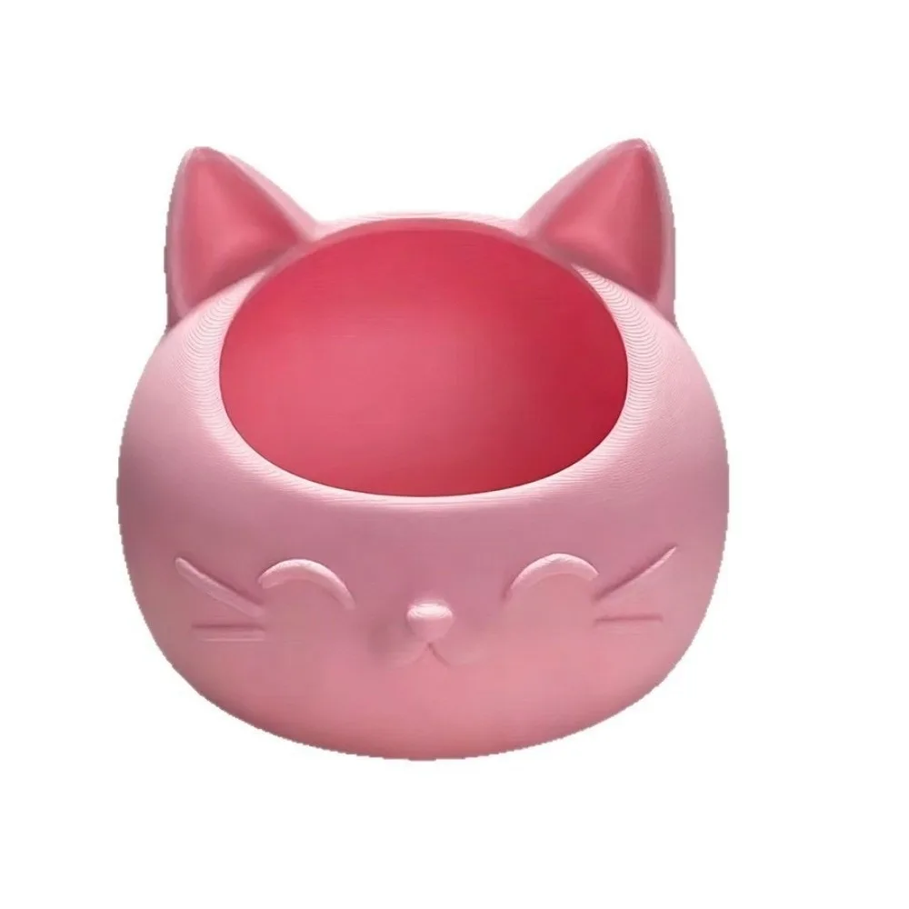 Cat-Shaped Desktop Storage Container Wide Mouth Multi-Purpose Storage Box Creative Design 3D Printed Jewelry Holder Nightstand