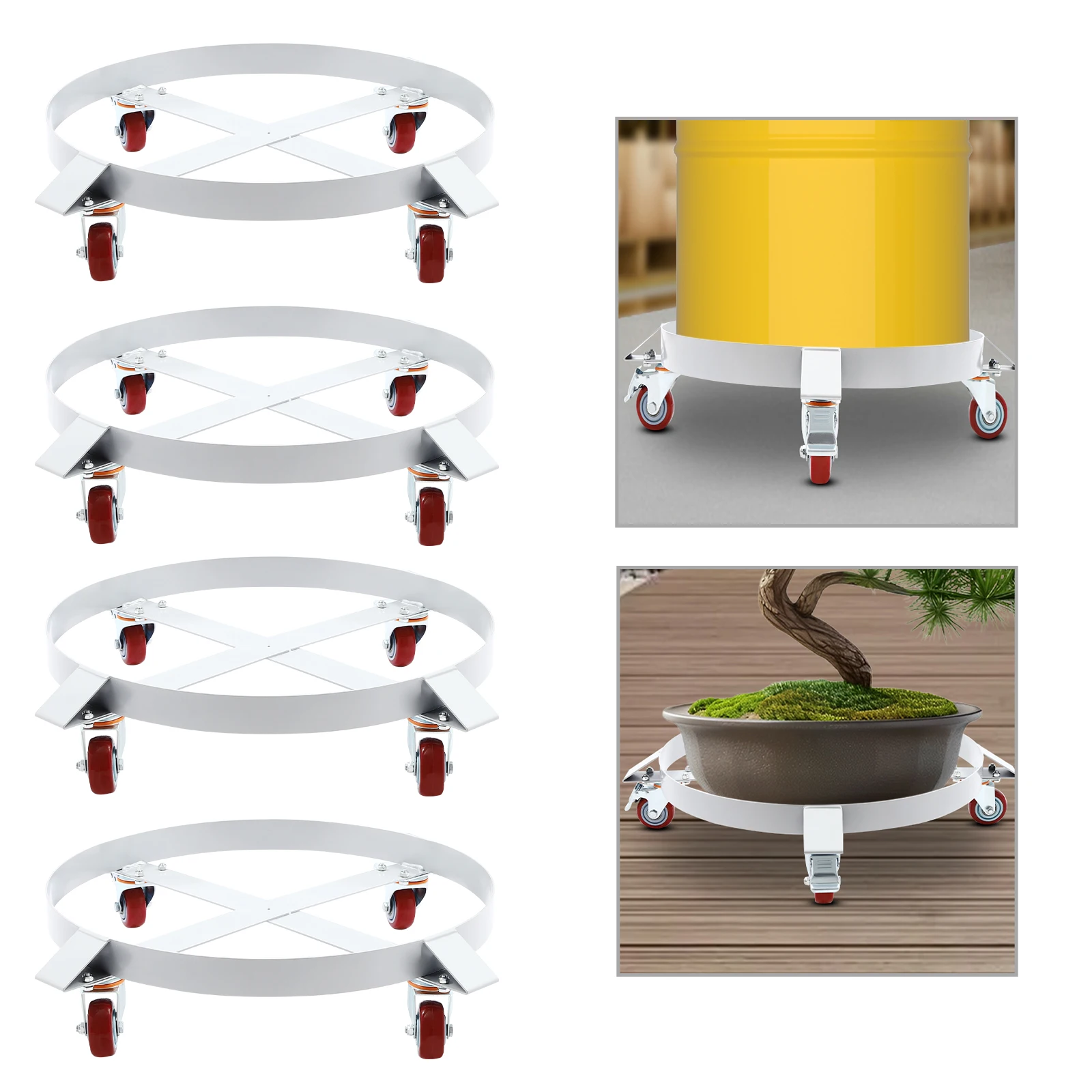 4Pcs 4Pcs Heavy Duty 1200lbs Drum Dolly Cart,  208.2L Oil Barrel Dolly Stand with Universal Wheels & Brakes, Anti-Tip Rolling Mover for Warehouse Shop Factory Garage - Aliexpress Deal