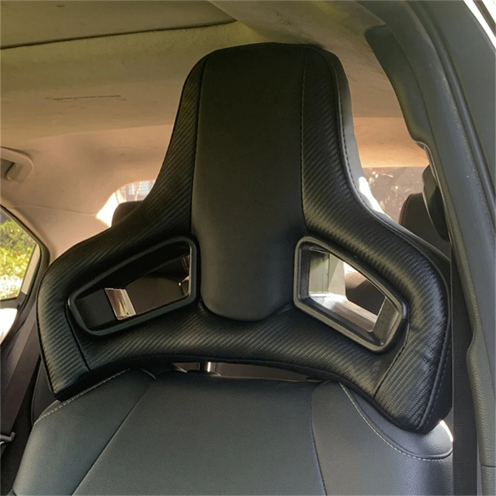 TIYPEOR 1 قطعة 496x386 مللي متر الرياضة مسند الرأس بالمقعد بولي كلوريد الفينيل الجلود 14 مللي متر تعديل العالمي سباق مقعد مسند الرأس مع التوصيل والتشغيل وسادة الرقبة