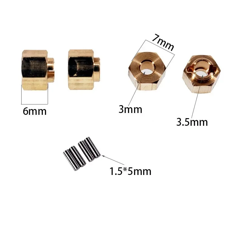 

Brass 7mm Wheel Hex Thickness 4/5/6mm For 1/24 RC Crawler FMS FCX24 FCX18 Upgrade (FCX24-07)