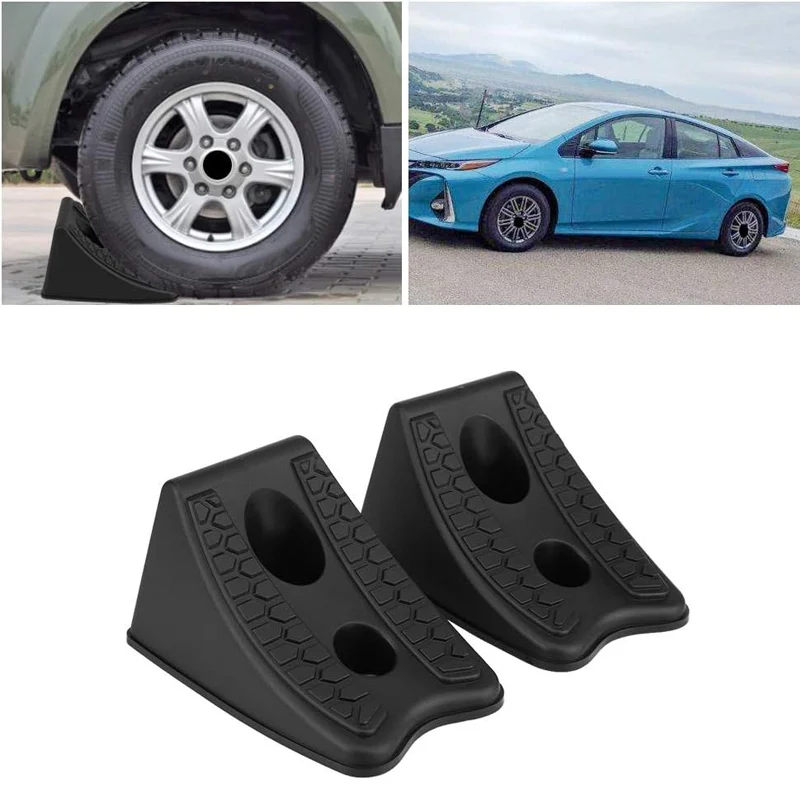 1pcs/2pcs Wheel Chocks Heavy Duty Anti-Slip Triangle Rubber Wheel Chocks For Truck Rv Camper Trailer Car, Solid Tire Stopper Car