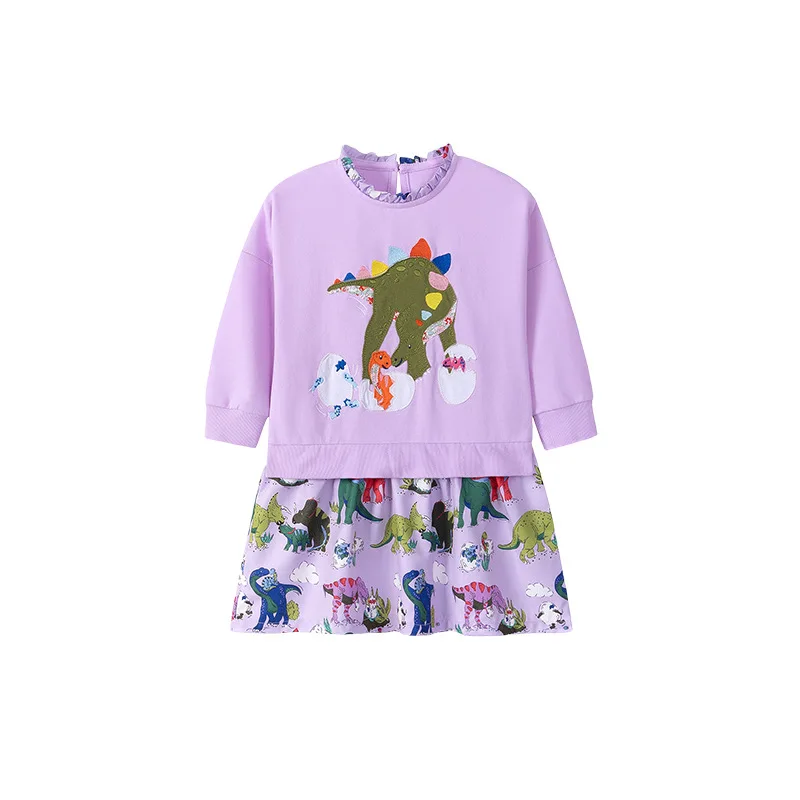 

2025 New Autumn Purple Set European and American Cartoon Dinosaur 100 Cotton Soft and Cute Printed Hoodie