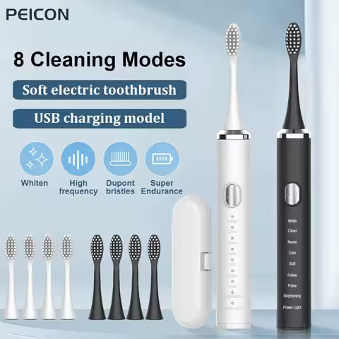 Electric Toothbrush Rechargeable Sonic Toothbrush High Vibration Dental Tooth Whitening Cleaner Electric Brushes for Teeth