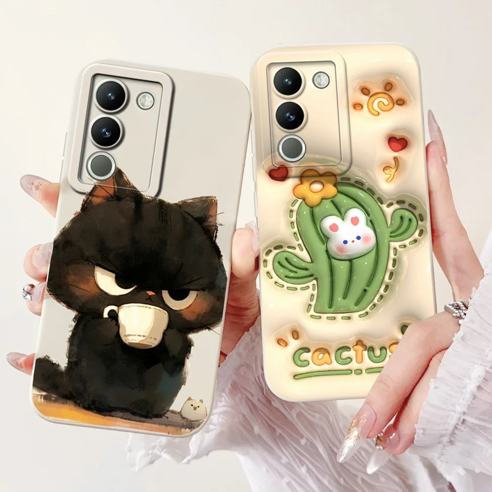 For Vivo V29 V2250 V29Pro V2251 Case V29e India Fashion Silicone Luxury Cute Cat Phone Case For Vivo V29e V2303 Back Cover Funda