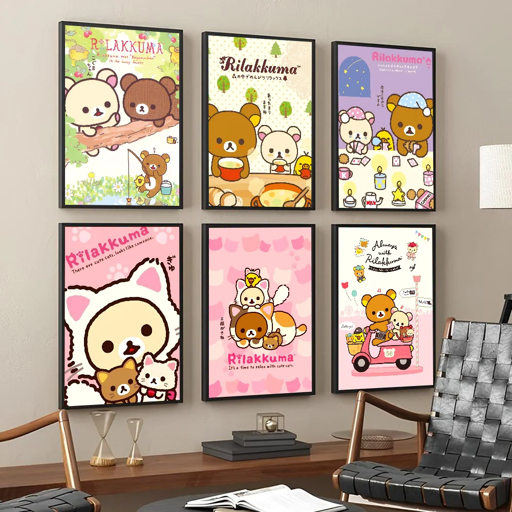 Japan Anime Cute Cartoon Rilakkuma Posters Stickers Living Room Bedroom Entrance Cafe Wall Art Decoration Painting Room Home