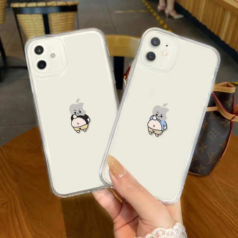 Interesting Stickstick Transparent iPhone Case 14 13 12 11 15 Pro Max 13 Mini XS Max XR SE 8 14 Plus Transparent Bottom Cover