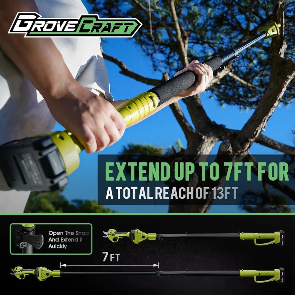 20 V 2-in-1-Gartenschere mit bürstenlosen Stangen und 2 Akkus, batteriebetriebenes kabelloses elektrisches Beschneiden mit Schmiermittel, 1-Zoll-Schnitt