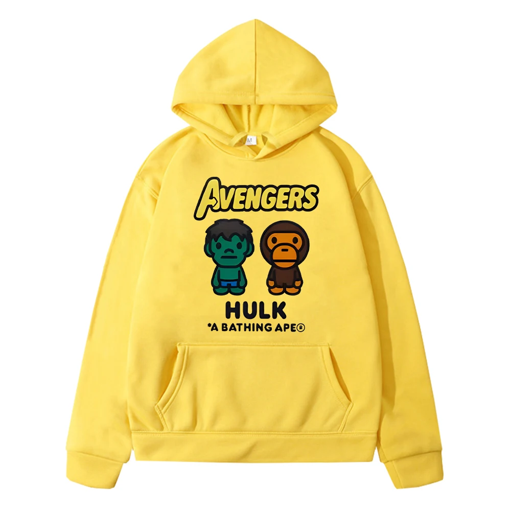 The Hulk Print Kawaii hoodies Fleece sweatshirt boys clothes y2k sudadera Marvel anime hoodie pullover jacketkids clothes girls