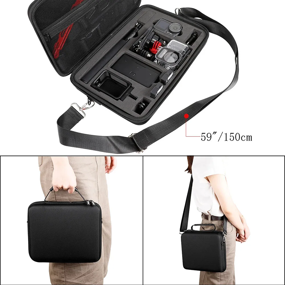 Carrying Case for DJI Action 4 5 Pro Camera Bag Hard Shell w Shoulder Strap EVA Shoulder Bag DJI Action 4 Accessory Storage Case