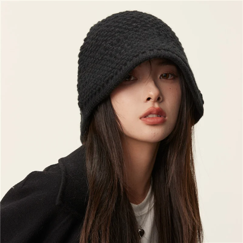 Japanese Vintage Bucket Hats for Women 2022 Winter Warm Knit Fisherman Cap Literary Solid Color Ear Protection Basin Men\'s Caps