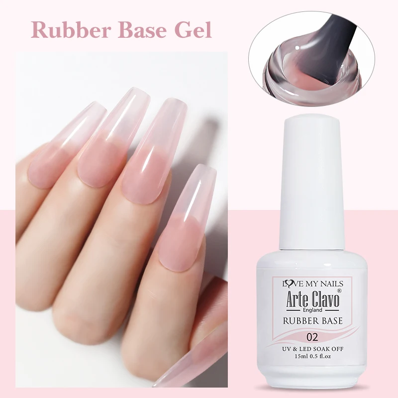 Arte Clavo Rubber Base Coat Color Nagelgelpoliermittel Jelly Semi Transparent French Nail Soak Off UV LED Nagelgel Lack Nail Art
