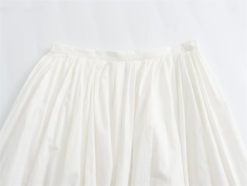 Plooirok voor Vrouwen Casual Chic Witte Dames Rokken TRAF vrouwen Midi Rok 2025, Nieuwe Zomer Mode A-lijn