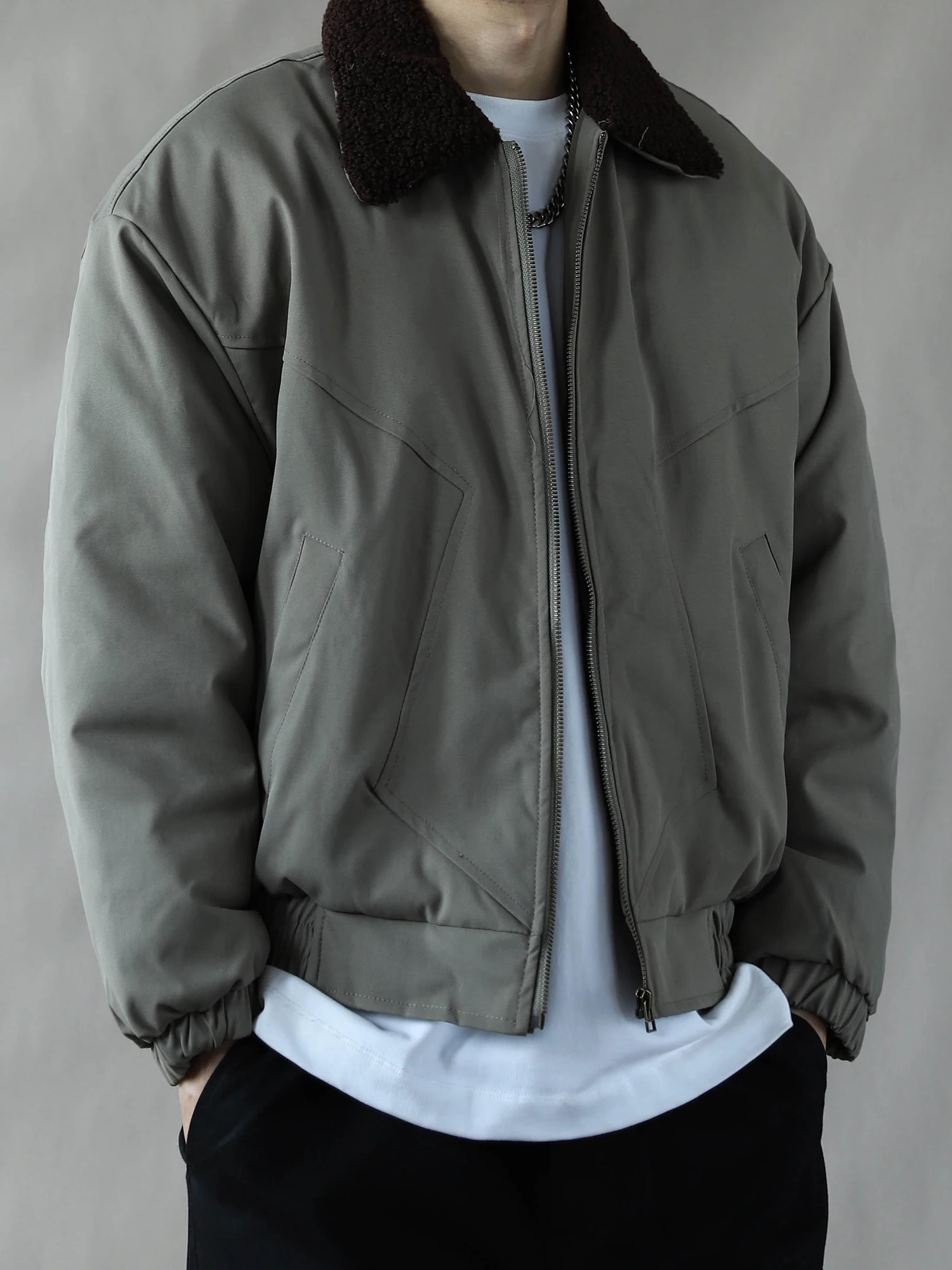 

Мужская утепленная куртка-бомбер в американском стиле, коричневая, на молнии, осенне-зимняя, премиум-класса, из полиэфирного волокна