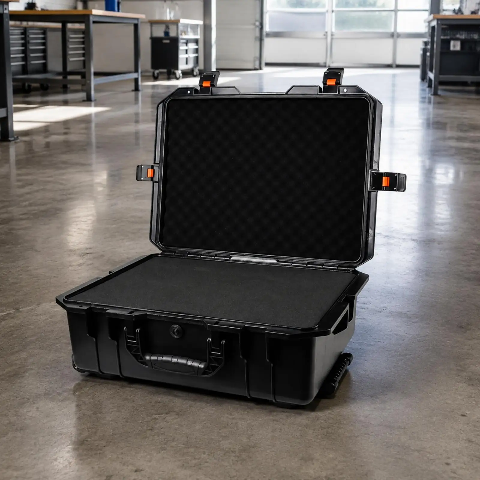 Crushproof Transport Roller Case with Wheels Impact-Resistant Foam-Padded Equipment Transport Case Rugged Portable