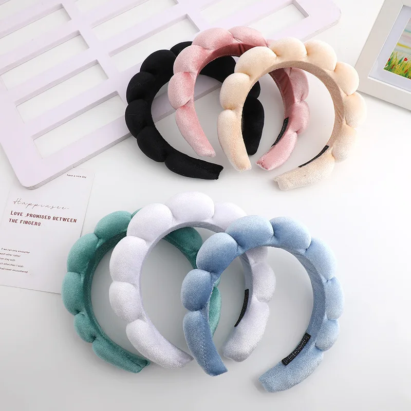 Twist Cloud Sponge Headband To Increase The Top Of The Skull Velvet Girls Makeup Remover Face Wash Headband Solid Color Face Sma