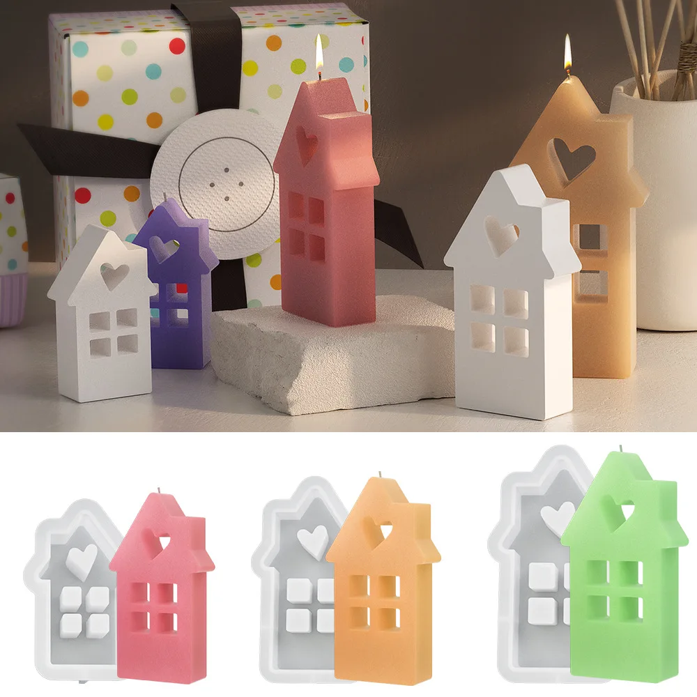 1/3pcs/Set Chimney Love House Silicone Mold Candle Making Supplies Gypsum  Resin Aromatherapy Molds Home Decoration Crafts